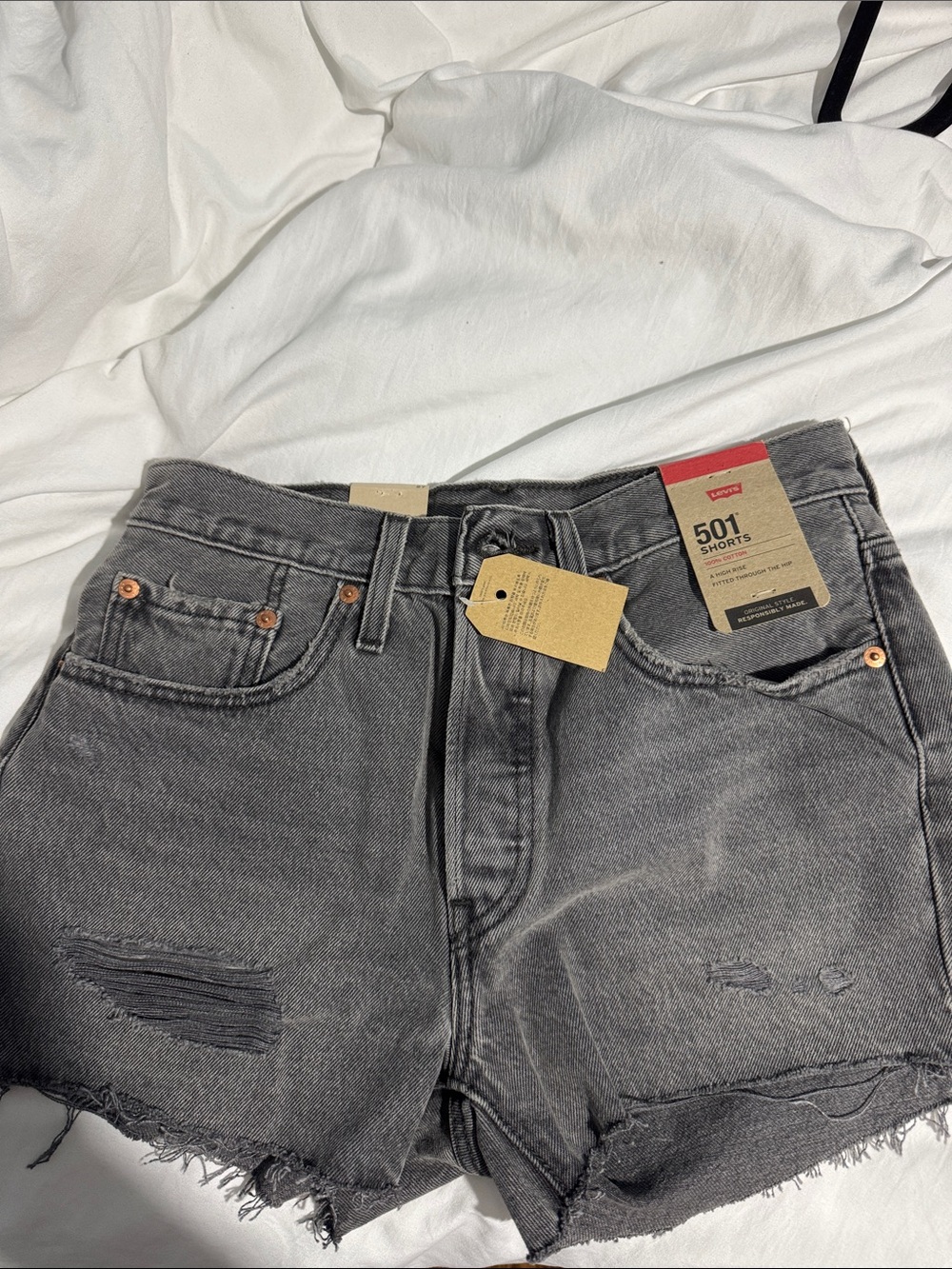 Levi's Black Faded 501 Cutoff Denim Shorts